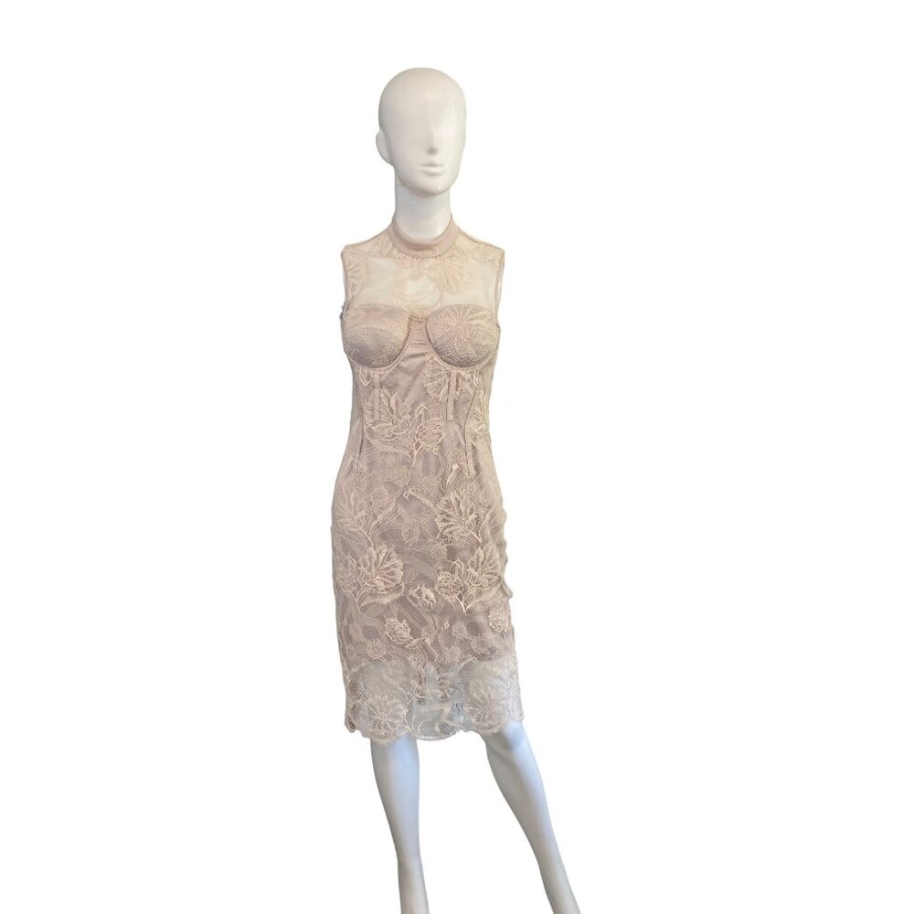 MARCIANO LOS ANGELES WOMEN'S SLEEVELESS BEIGE LACE CORSET DRESS SZ 2